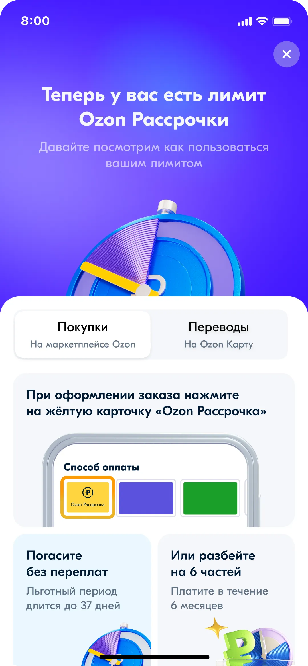 Ozon Bank — concept screen