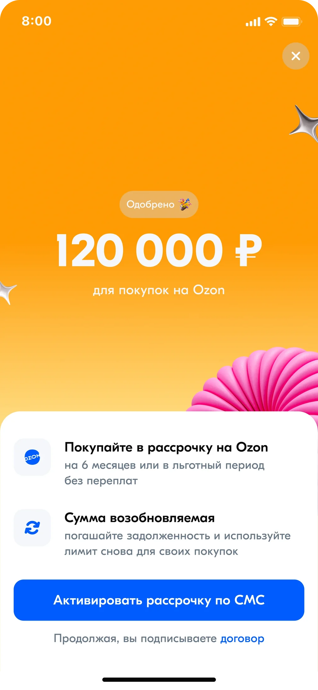 Ozon Bank — application flow, screen 2